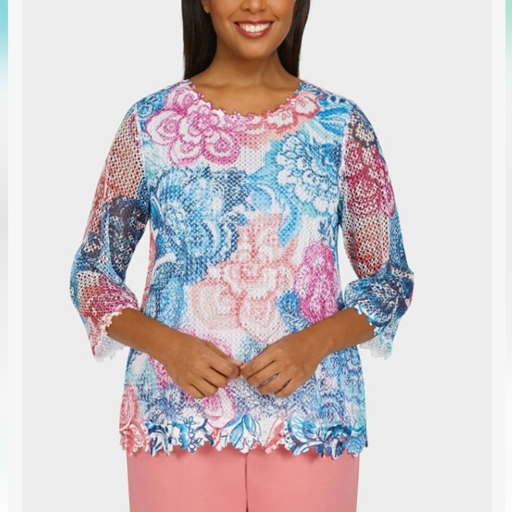 Alfred Dunner mesh lace top